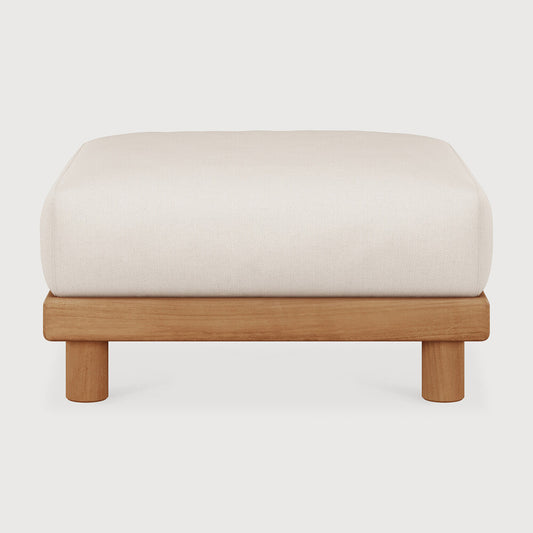 Monocle Outdoor Footstool | Teak | White Fabric