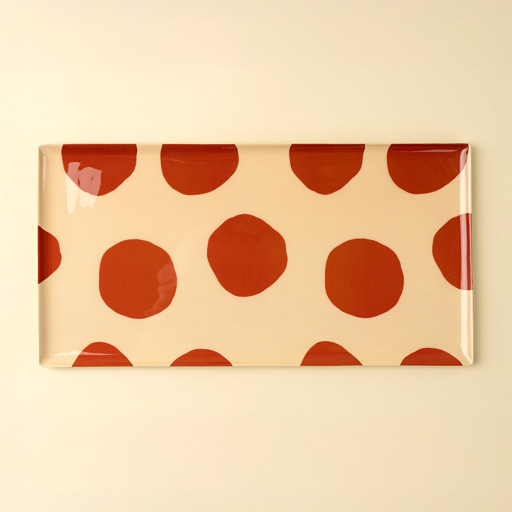 Polka Dot Decorative Enameled Tray