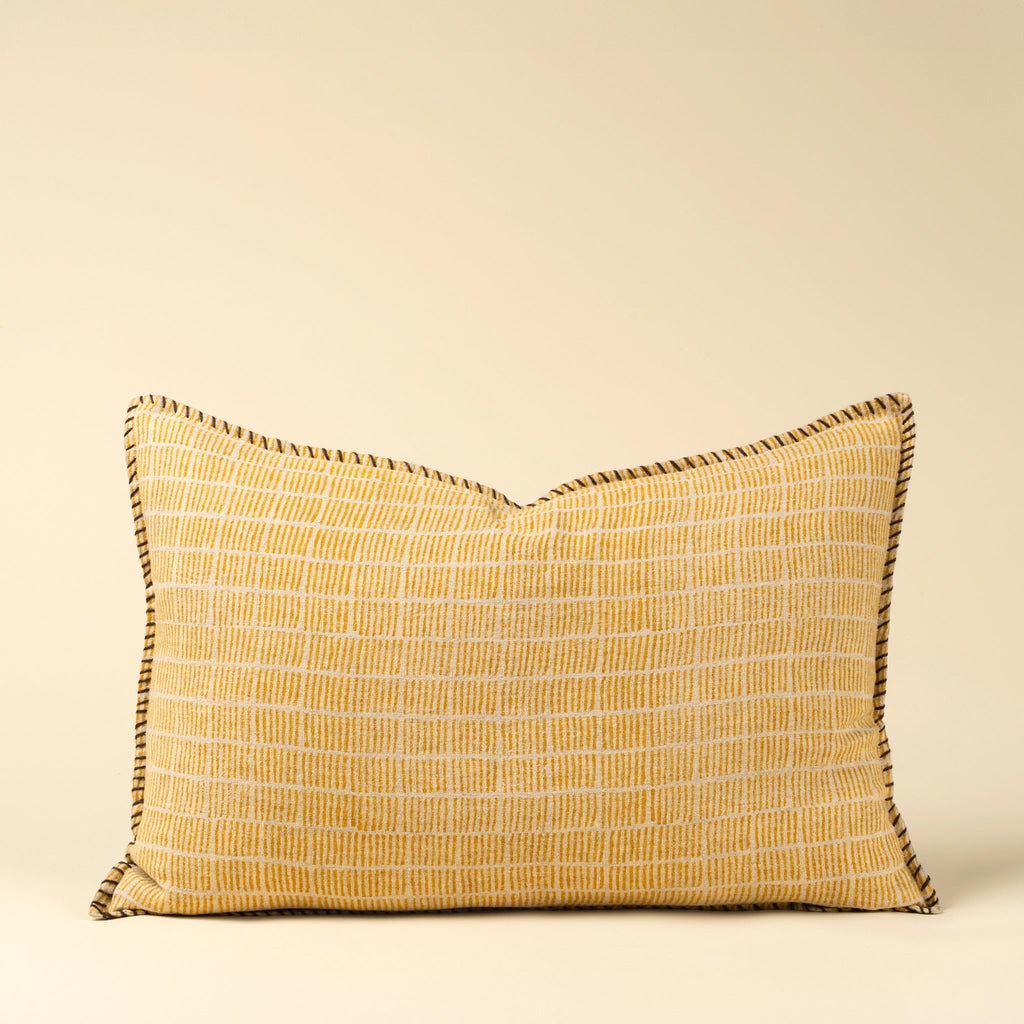 16x24 Dash & Dot Linen Pillow, Sunflower