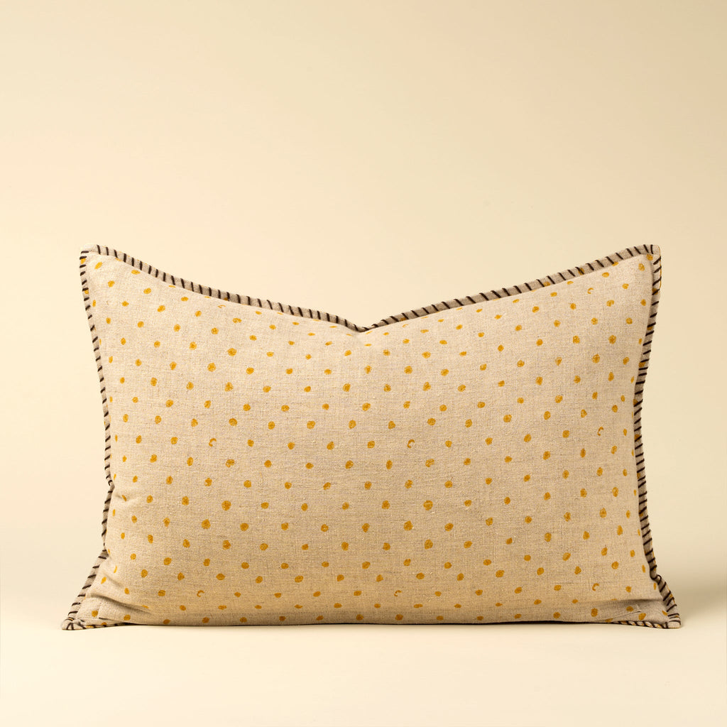 16x24 Dash & Dot Linen Pillow, Sunflower