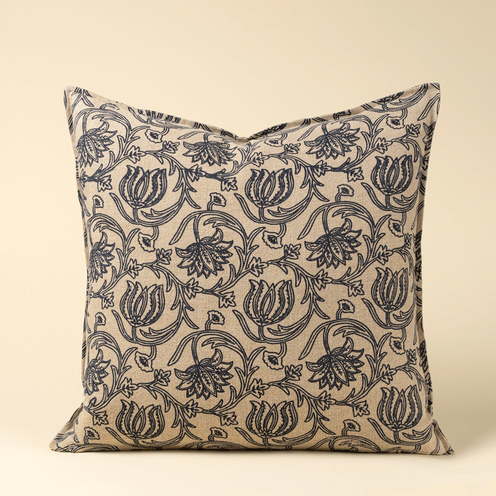 24x24 Lotus Linen Pillow, Blue