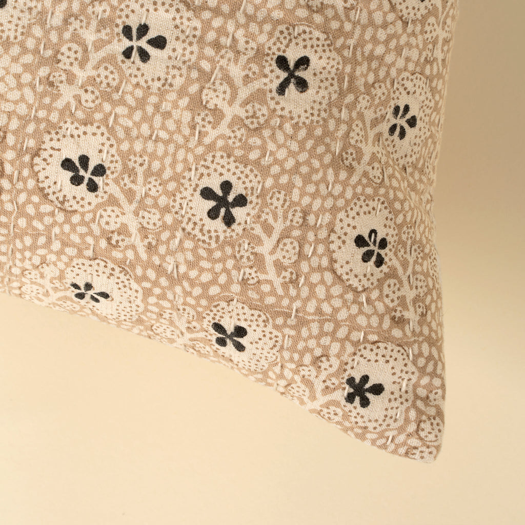 14x31 Clover Block Print Kantha Pillow