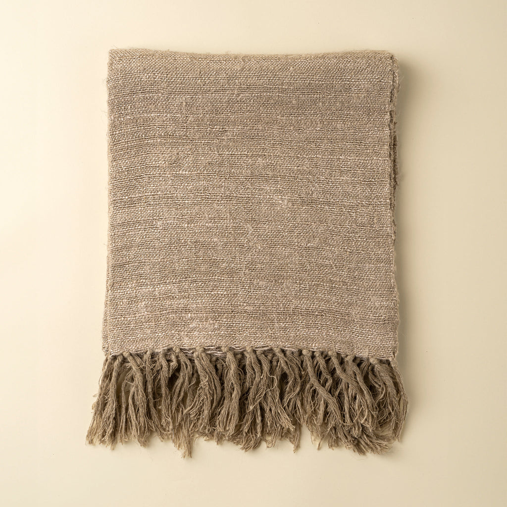 Nomad Linen Weave Throw, Fawn