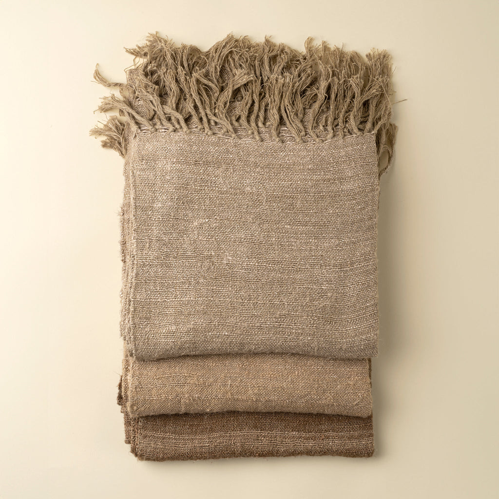 Nomad Linen Weave Throw, Fawn