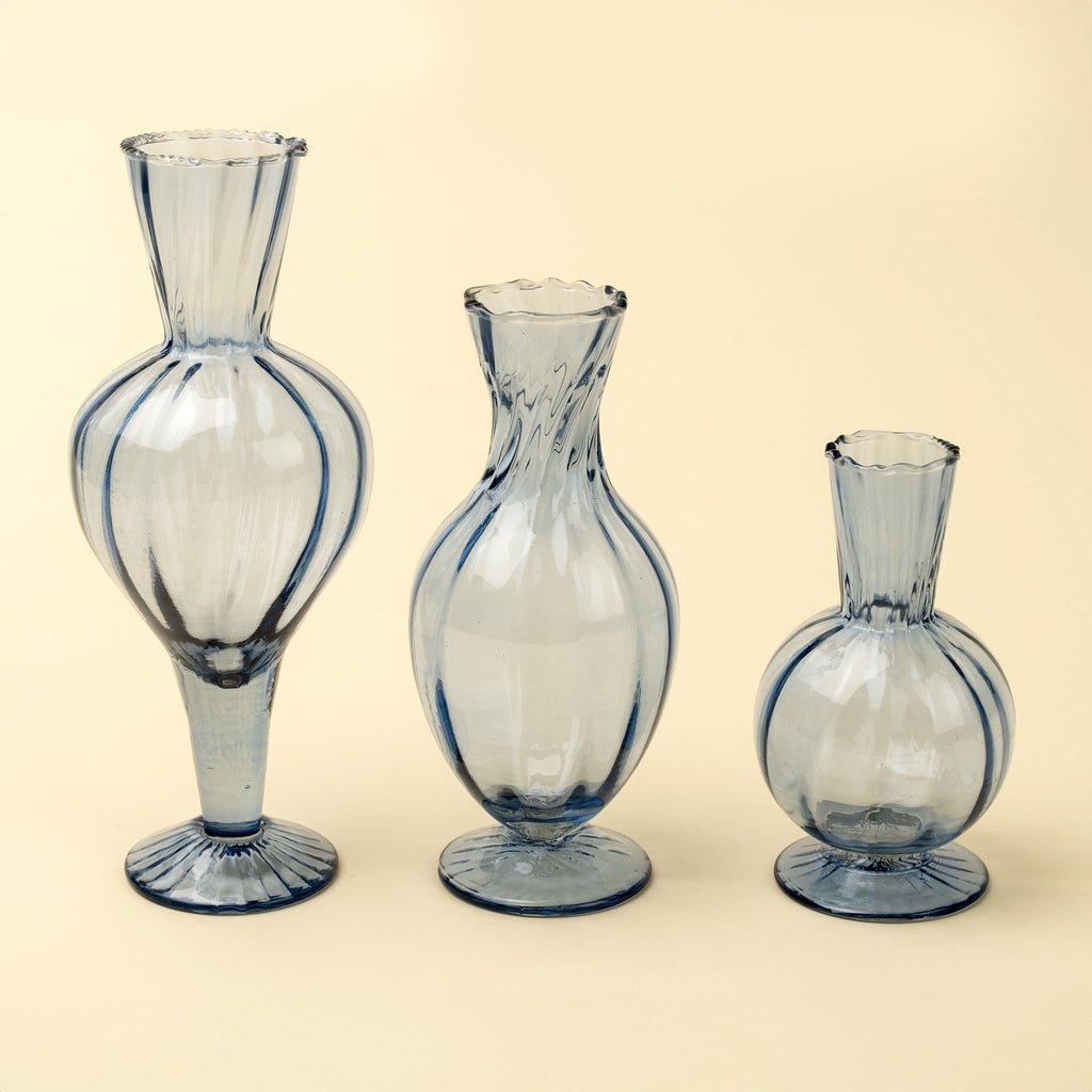 Sundae Glass Vase L, Blue