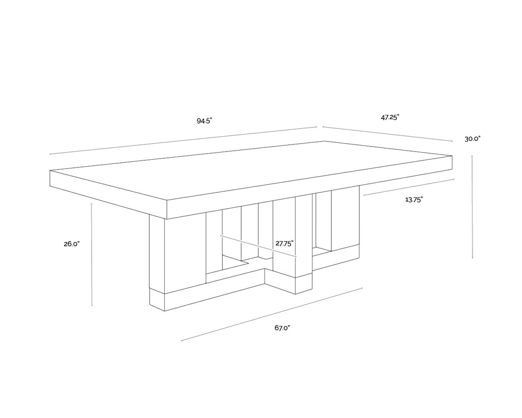 Greco Dining Table - Gauntlet Grey - 94.5"