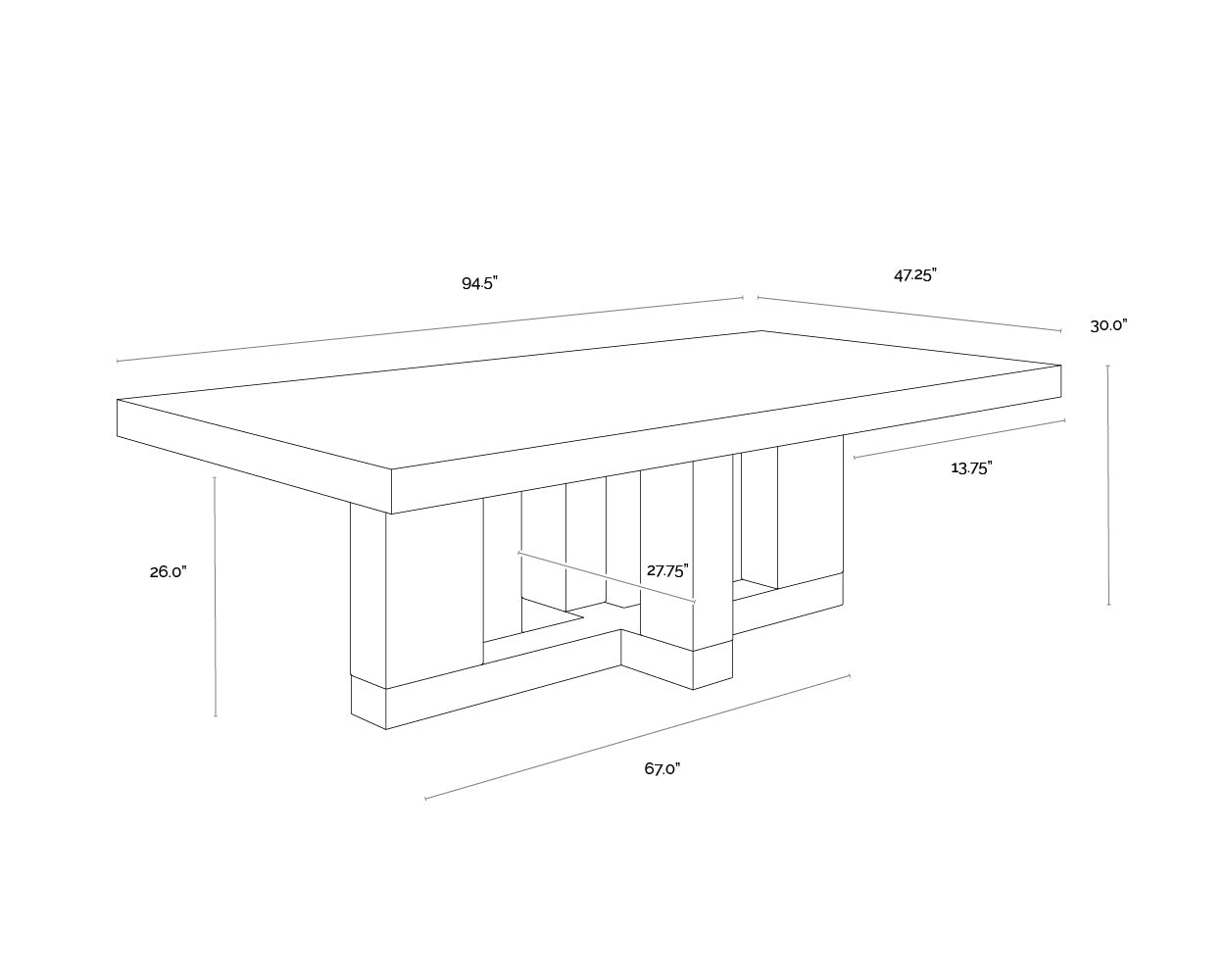Greco Dining Table - Gauntlet Grey - 94.5"