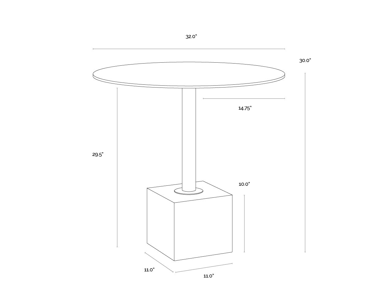 Kata Bistro Table - Grey Marble - 32"