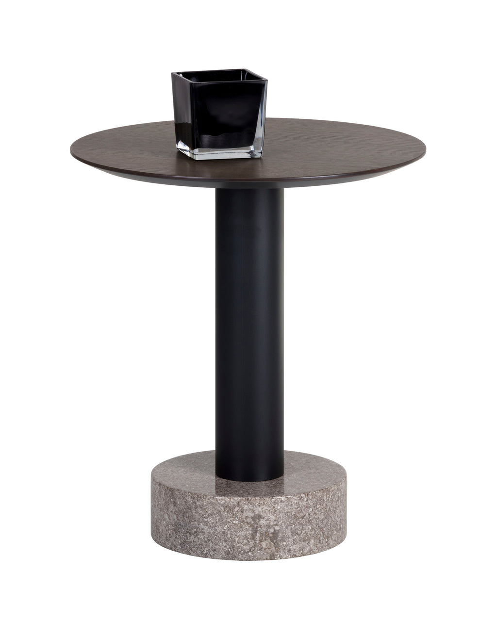 Monaco End Table - Black - Grey Marble / Raw Umber