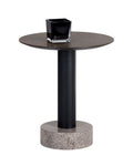 Monaco End Table - Black - Grey Marble / Raw Umber