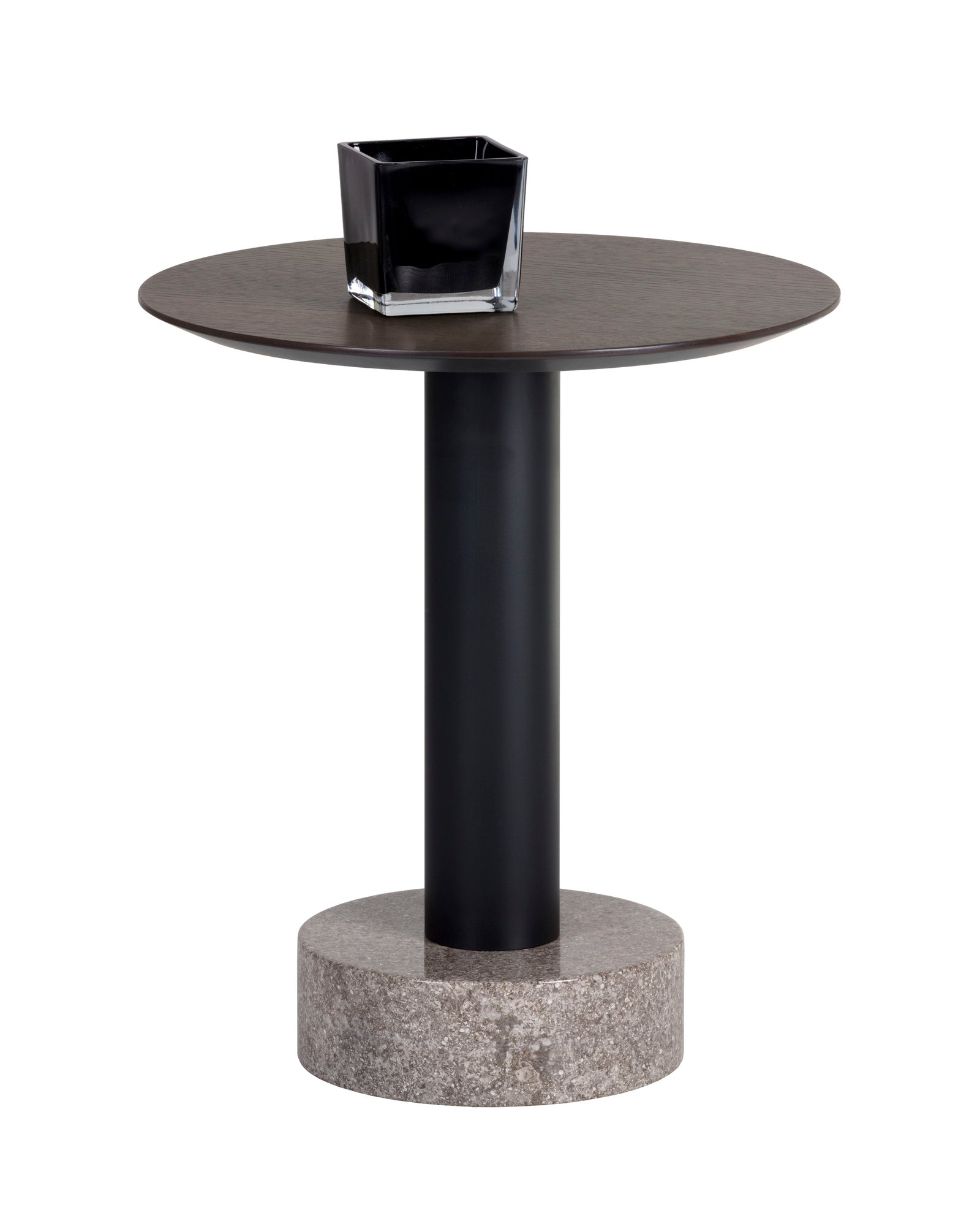 Monaco End Table - Black - Grey Marble / Raw Umber
