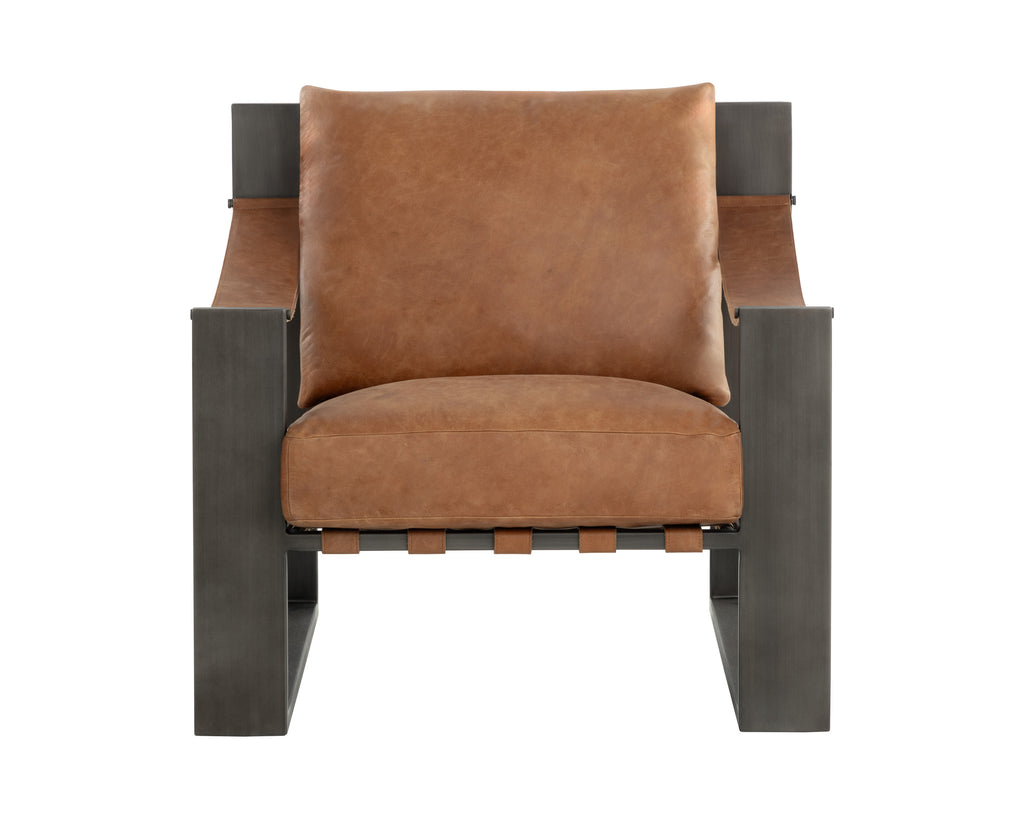 Berke Lounge Chair - Gunmetal - Tan Leather