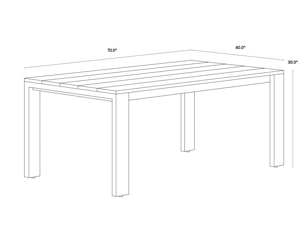 Lucerne Dining Table - Sterling Black - 70"