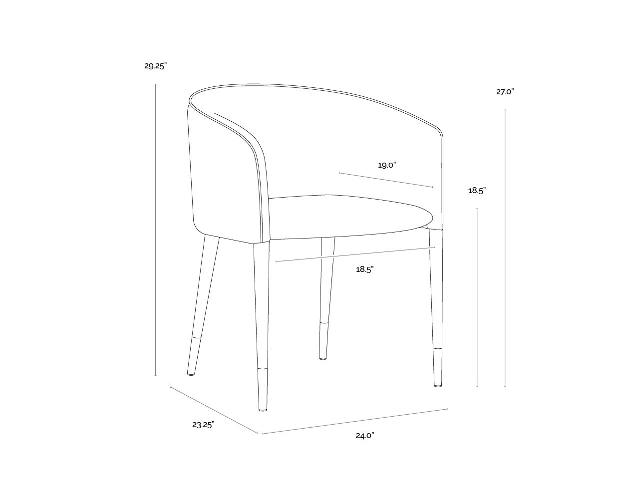 Asher Dining Armchair - Abbington Black / Napa Black