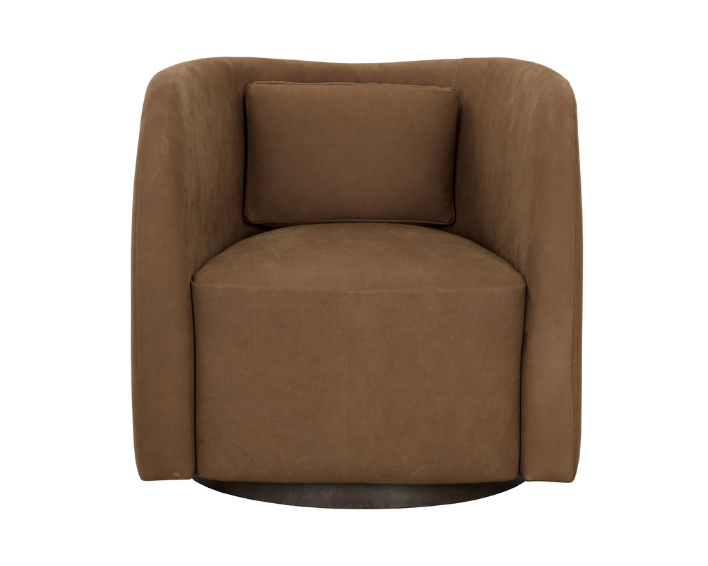 Emilie Swivel Lounge Chair - Nubuck Caramel Leather