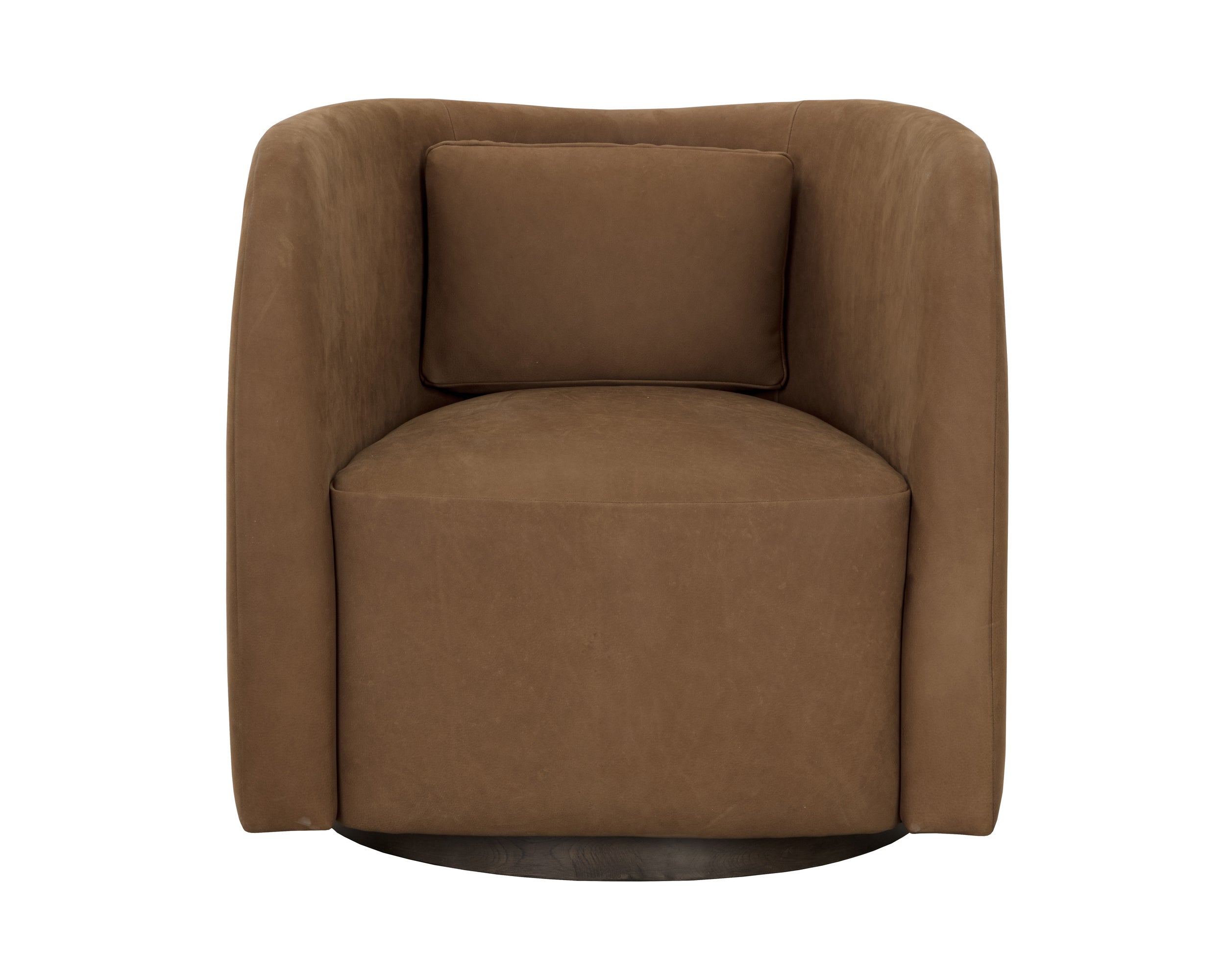 Emilie Swivel Lounge Chair - Nubuck Caramel Leather