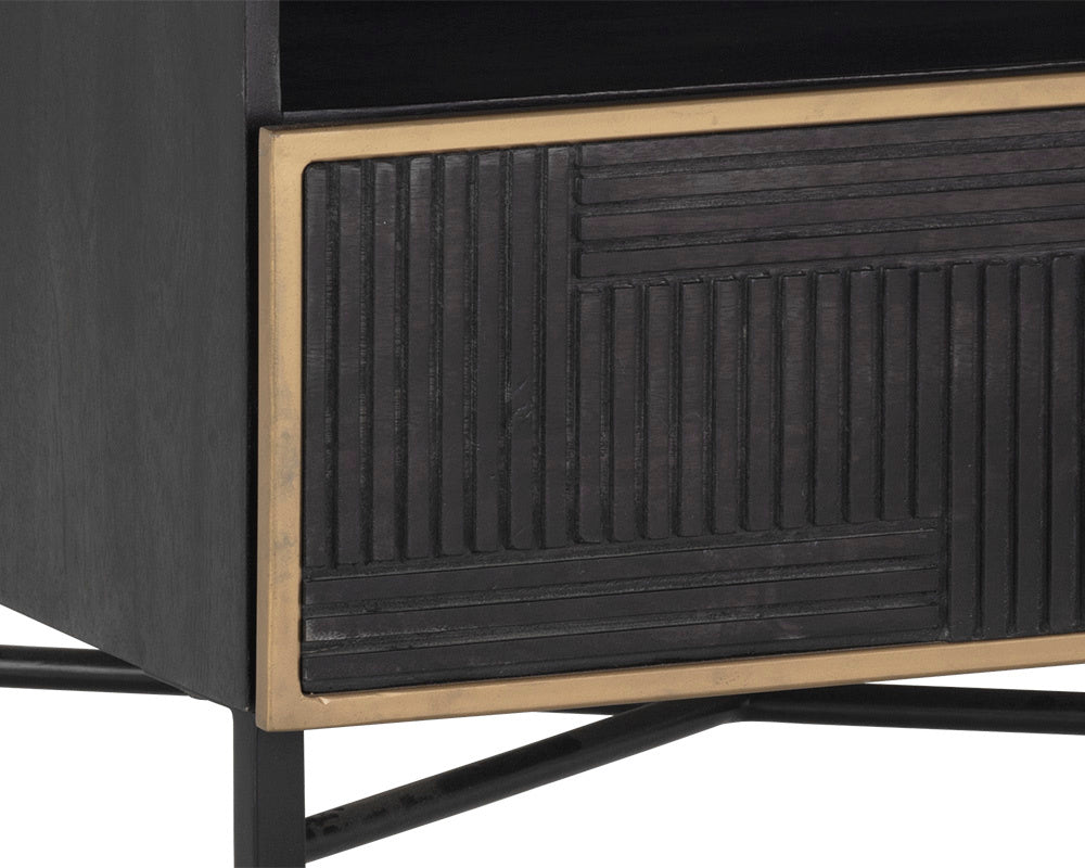 Markwood Nightstand - Brass - Dark Brown