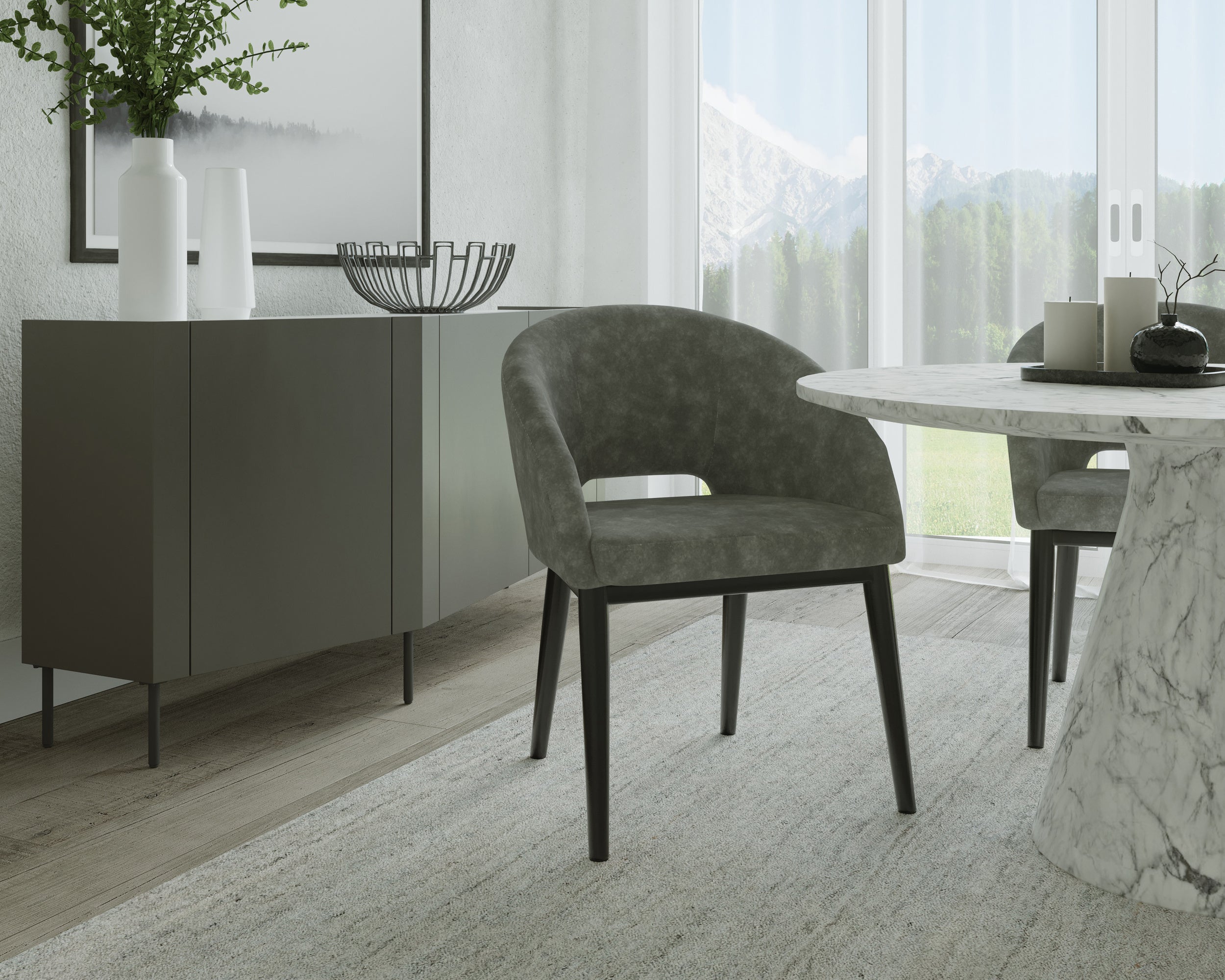 Thatcher Dining Armchair - Black - Antique Grey