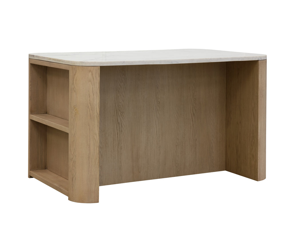 Romilly Kitchen Island - White Marble - 62"