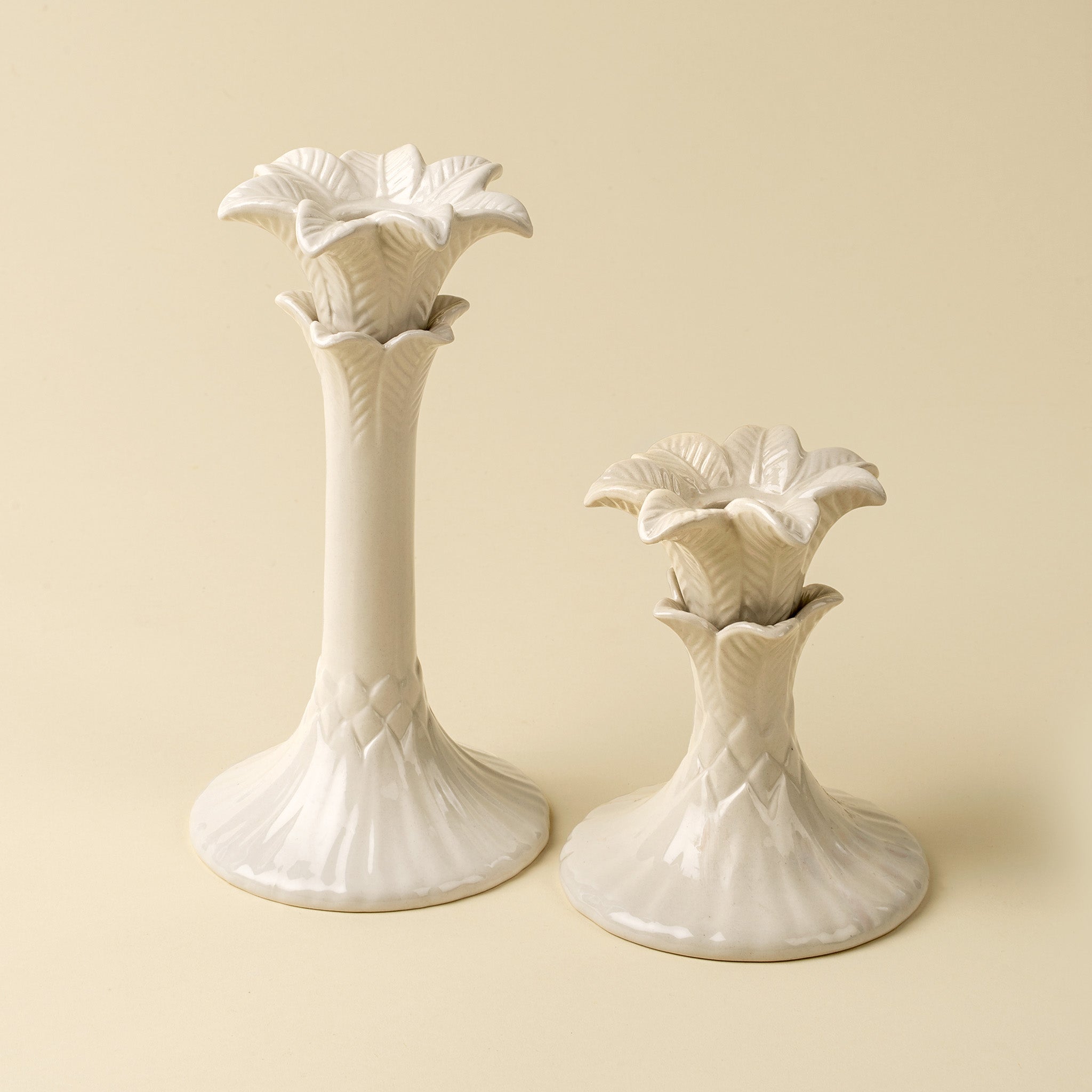 Palm Tree Candle Holder S, Cream