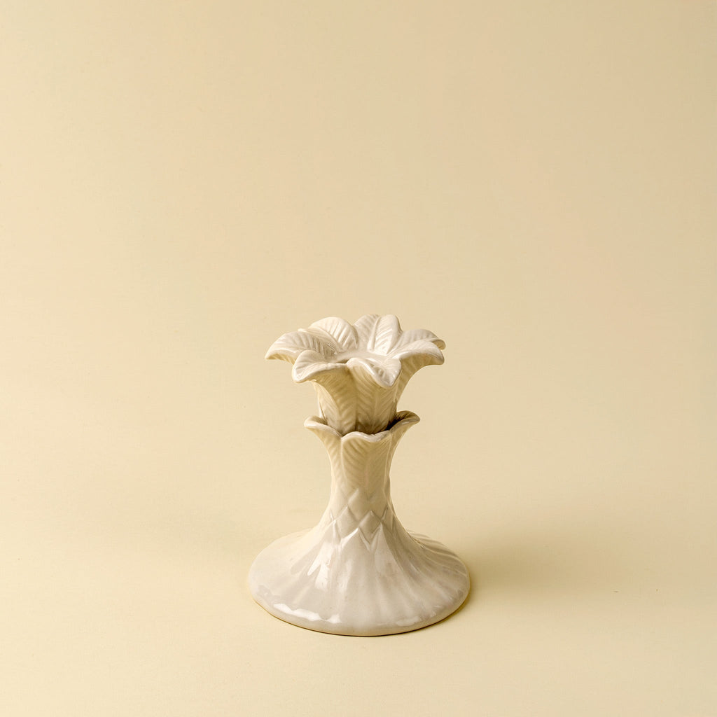 Palm Tree Candle Holder S, Cream