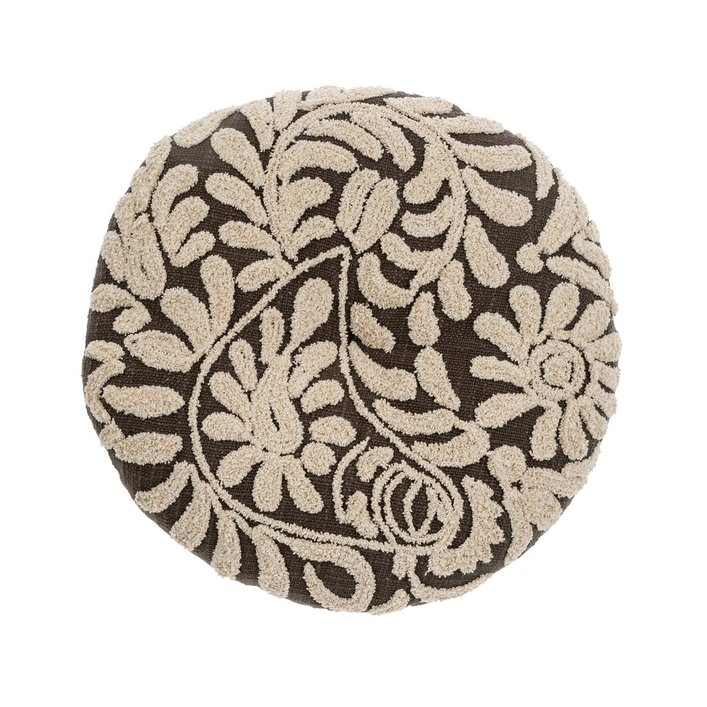 Wildflower Round Pillow, Charcoal