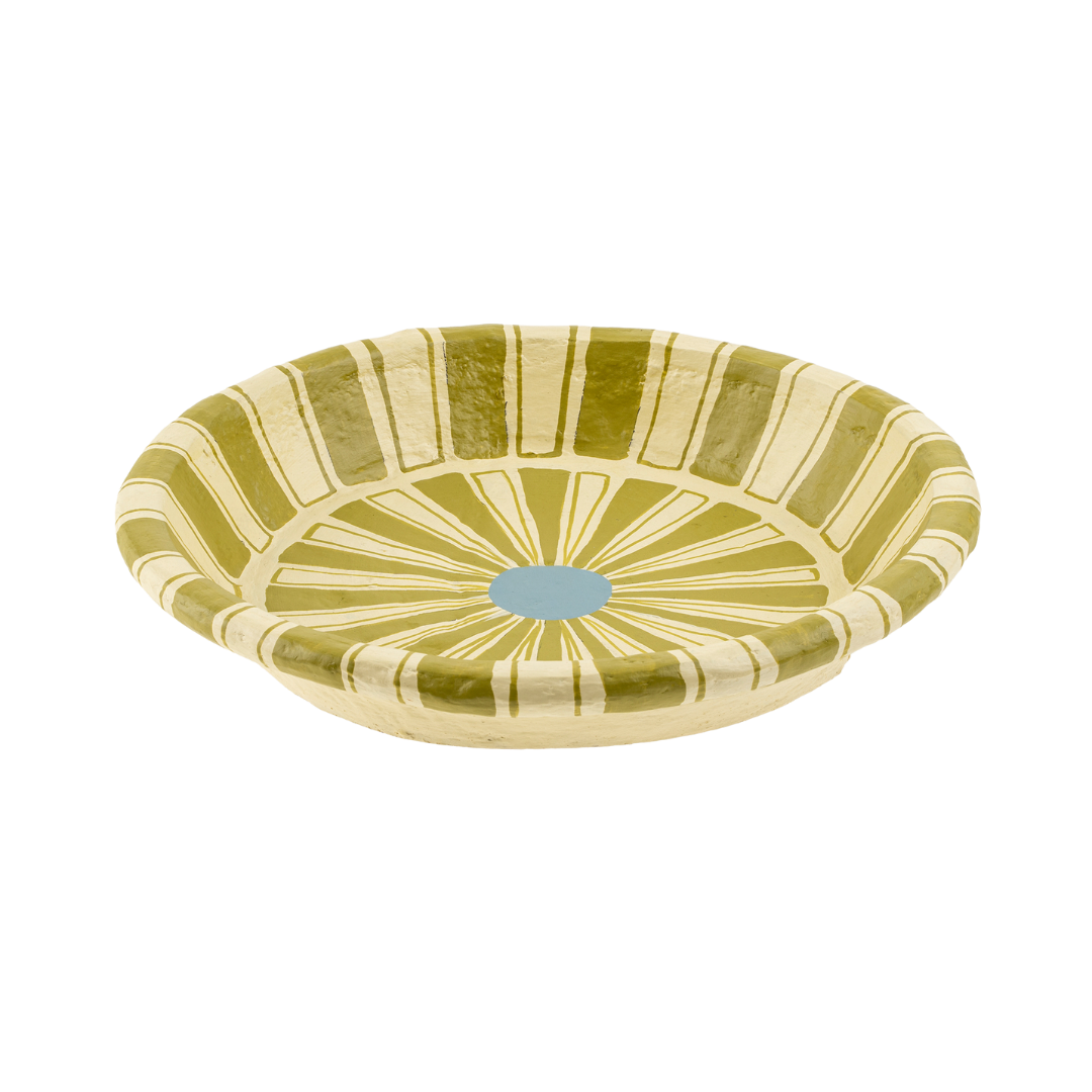 Painted Paper Mache Tray S, Green Stripe
