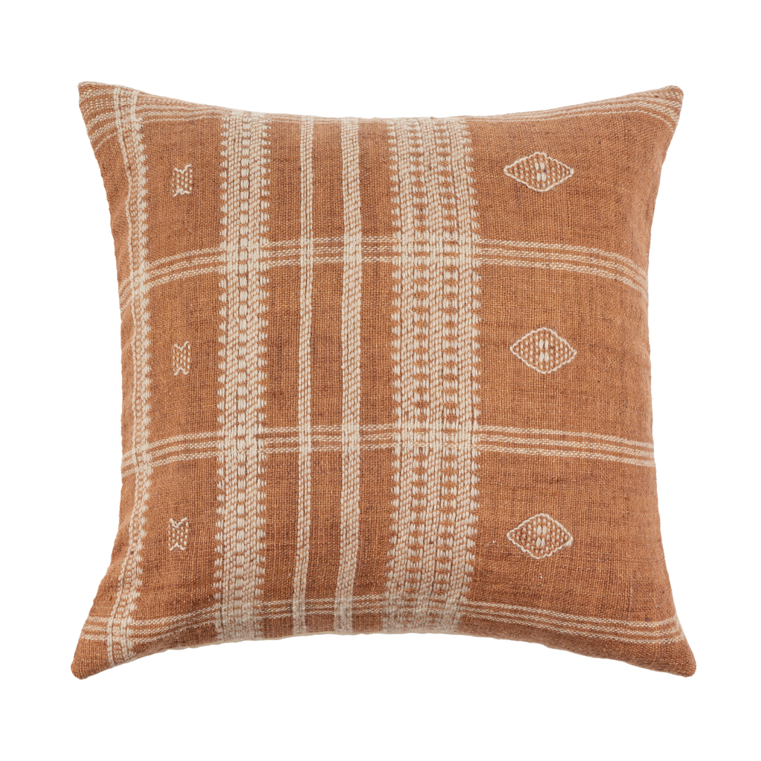 20x20 Bhujodi Wool Handloom Pillow, Apricot