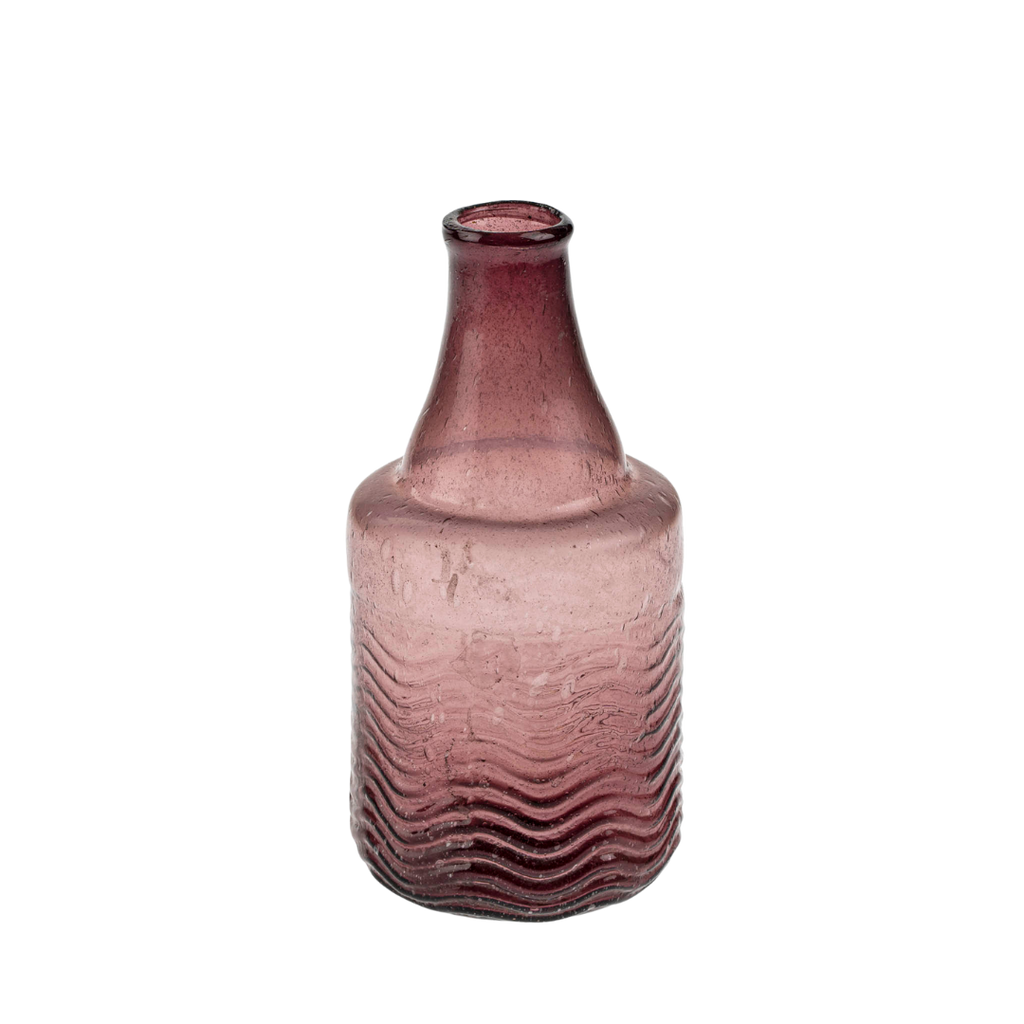 Recycled Glass Bottle Vase, Mauve