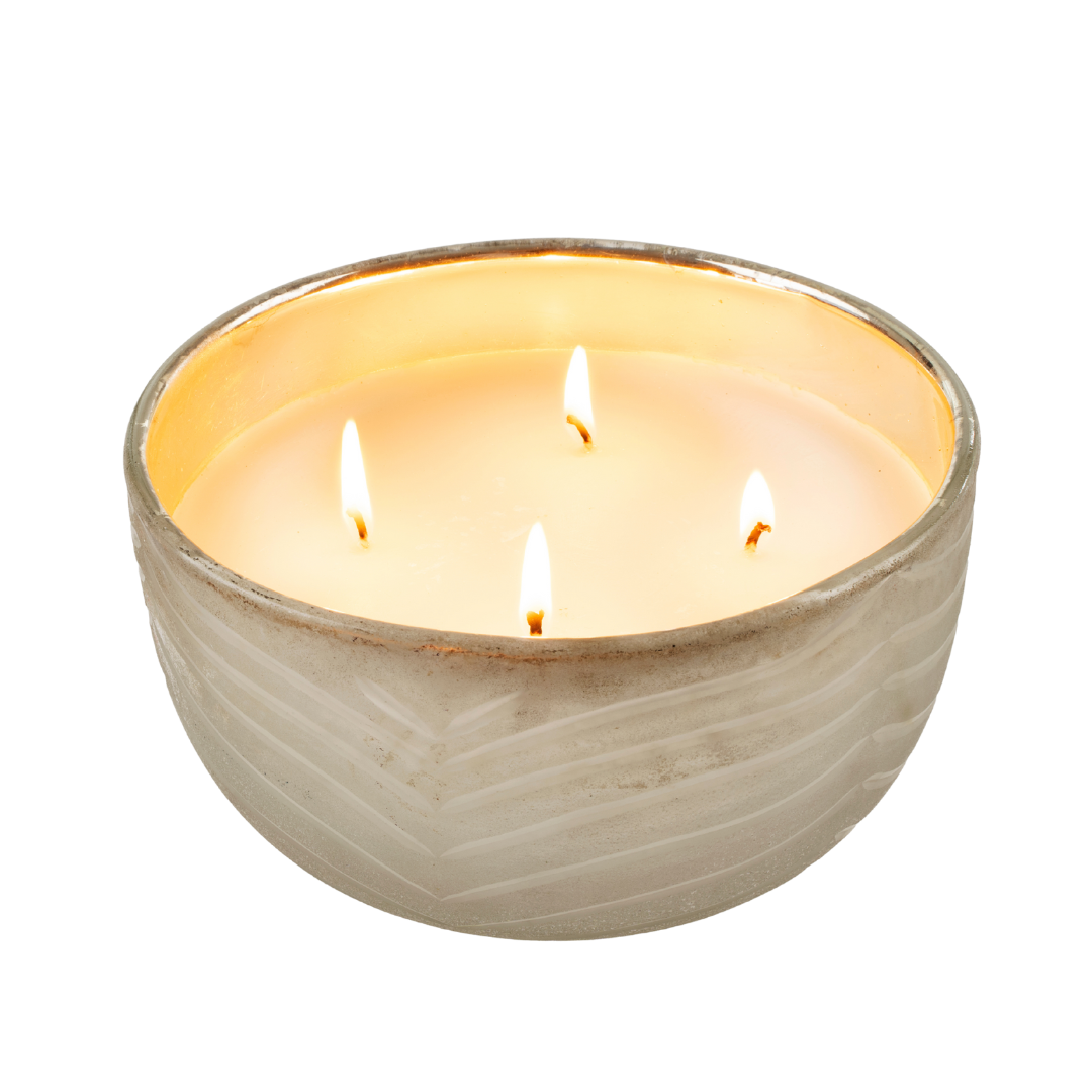 Silver Leaf Candle Bowl - Amber Spruce