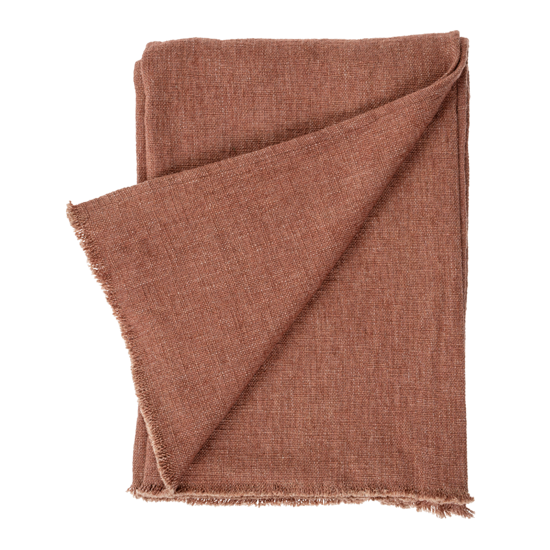 Selena Linen End of Bed Blanket, Brick