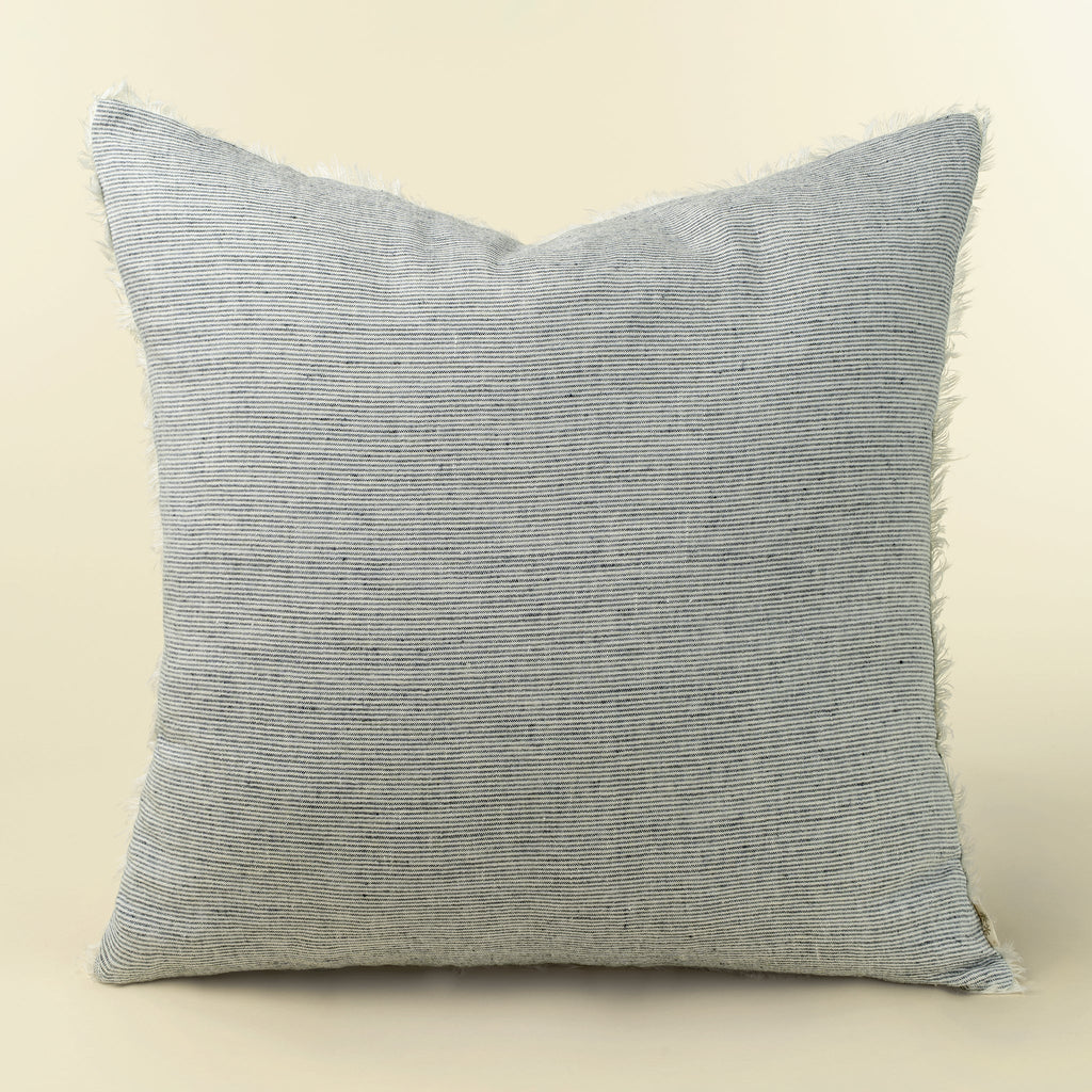 24x24 Lina Linen Pillow Navy Stripe