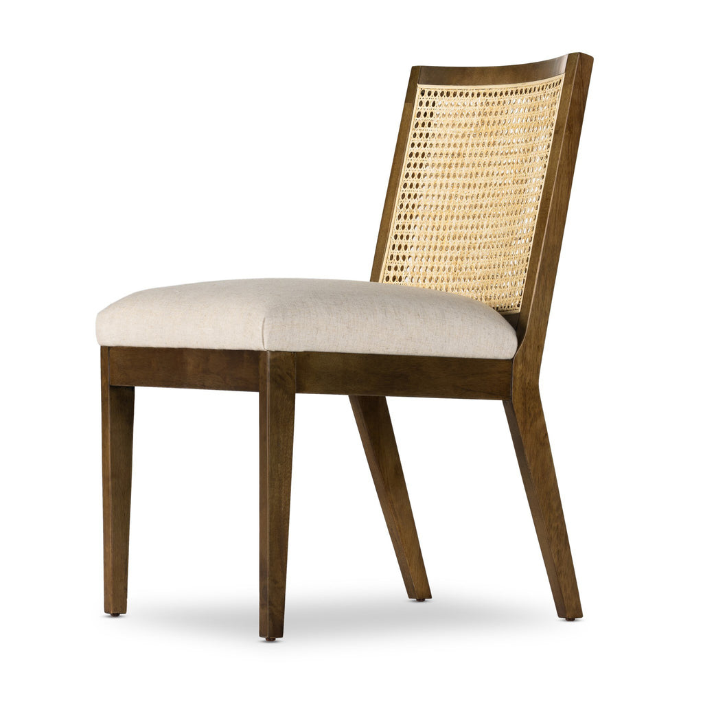 Antonia Cane Armless Dining Chair - Savile Flax | Toasted Parawood