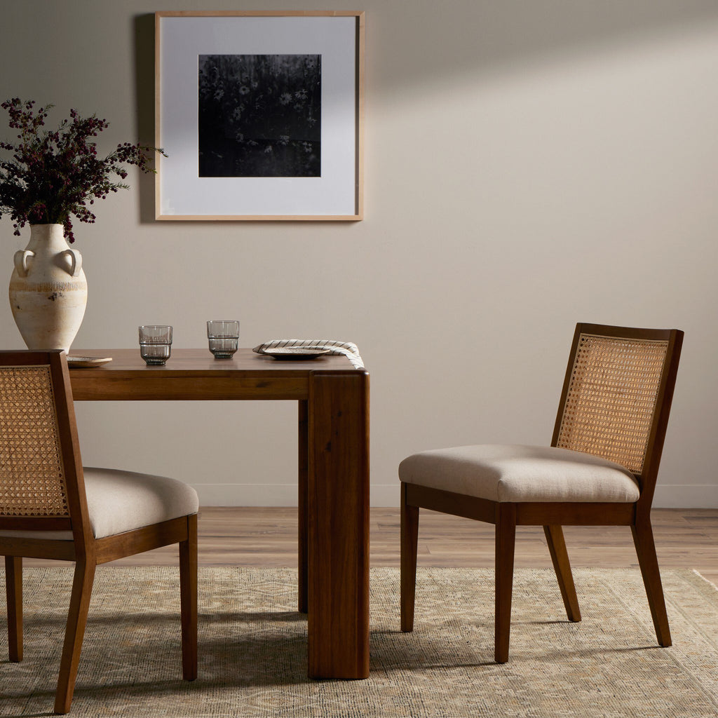 Antonia Cane Armless Dining Chair - Savile Flax | Toasted Parawood