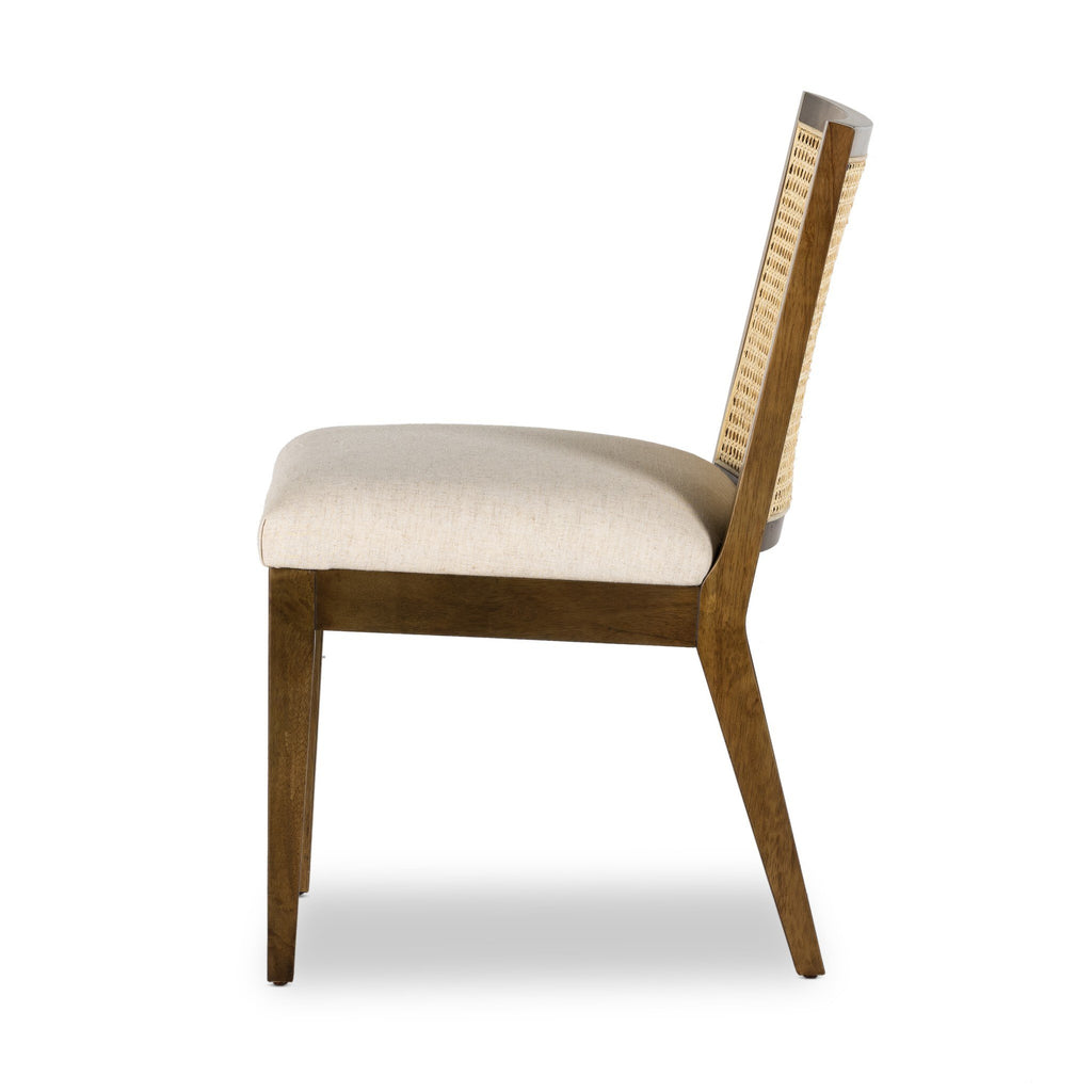 Antonia Cane Armless Dining Chair - Savile Flax | Toasted Parawood