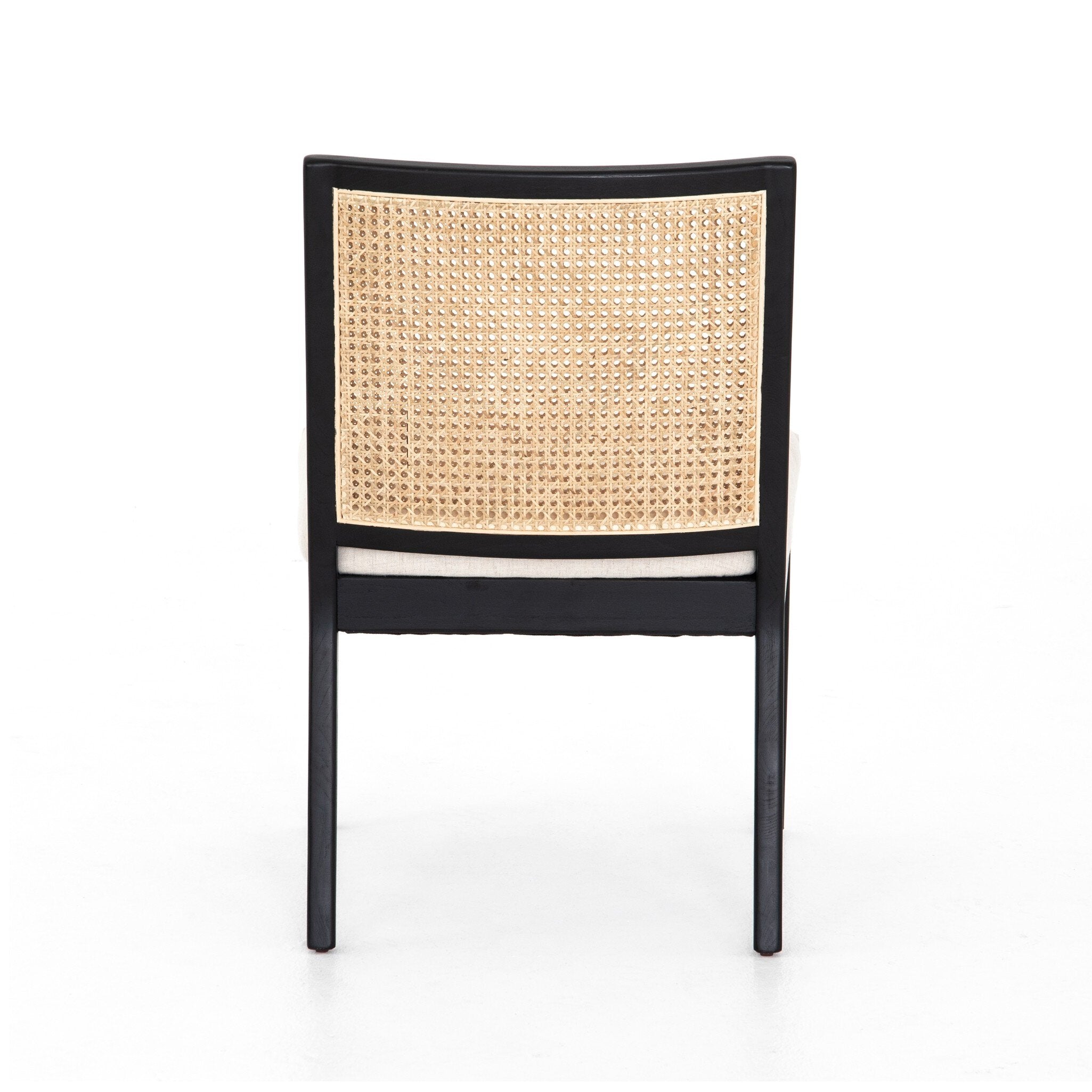 Antonia Cane Armless Dining Chair - Savile Flax | Brushed Ebony