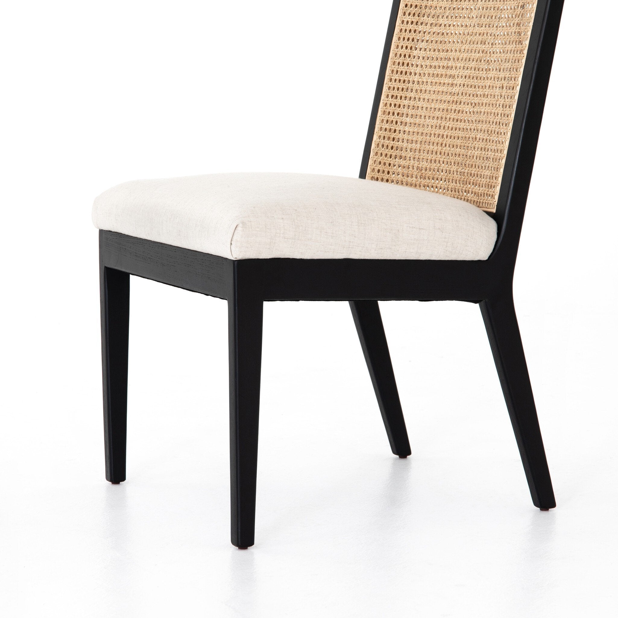 Antonia Cane Armless Dining Chair - Savile Flax | Brushed Ebony
