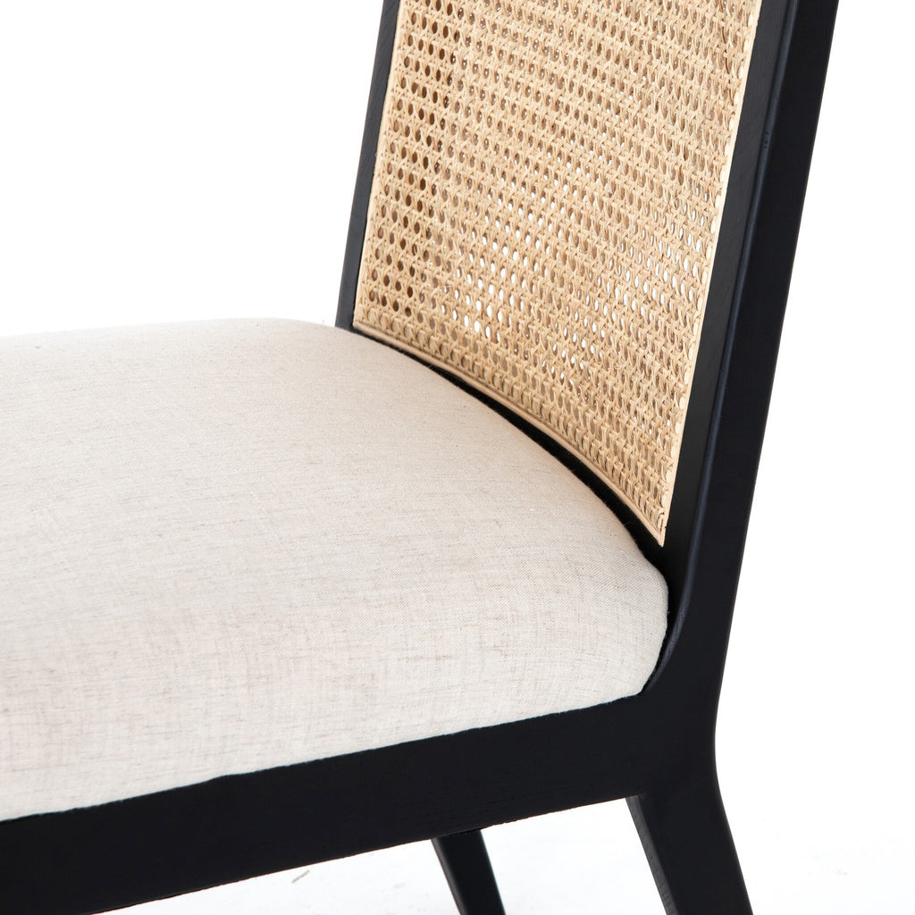 Antonia Cane Armless Dining Chair - Savile Flax | Brushed Ebony