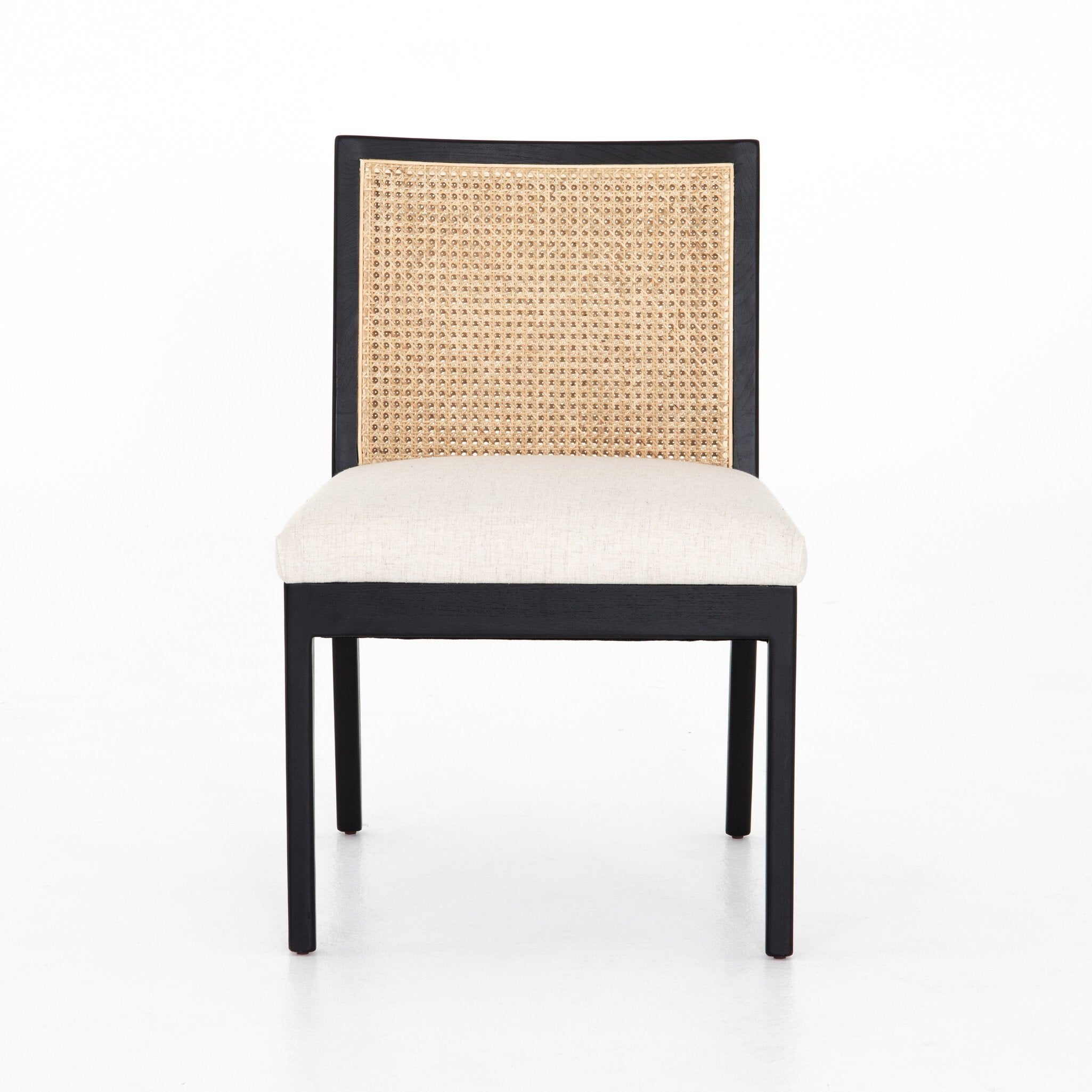 Antonia Cane Armless Dining Chair - Savile Flax | Brushed Ebony