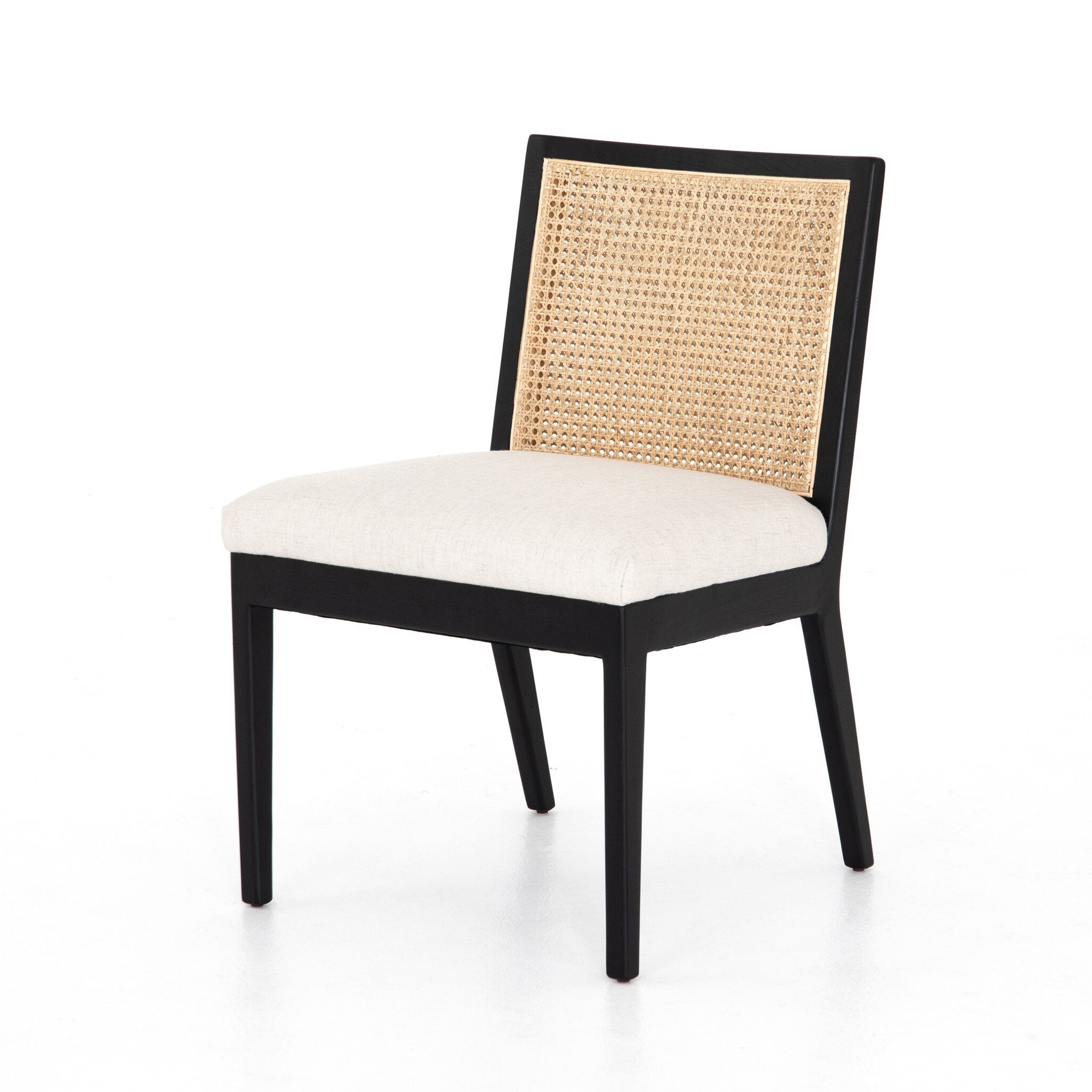 Antonia Cane Armless Dining Chair - Savile Flax | Brushed Ebony