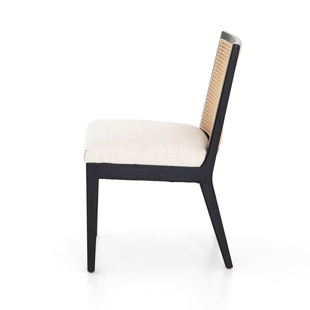 Antonia Cane Armless Dining Chair - Savile Flax | Brushed Ebony