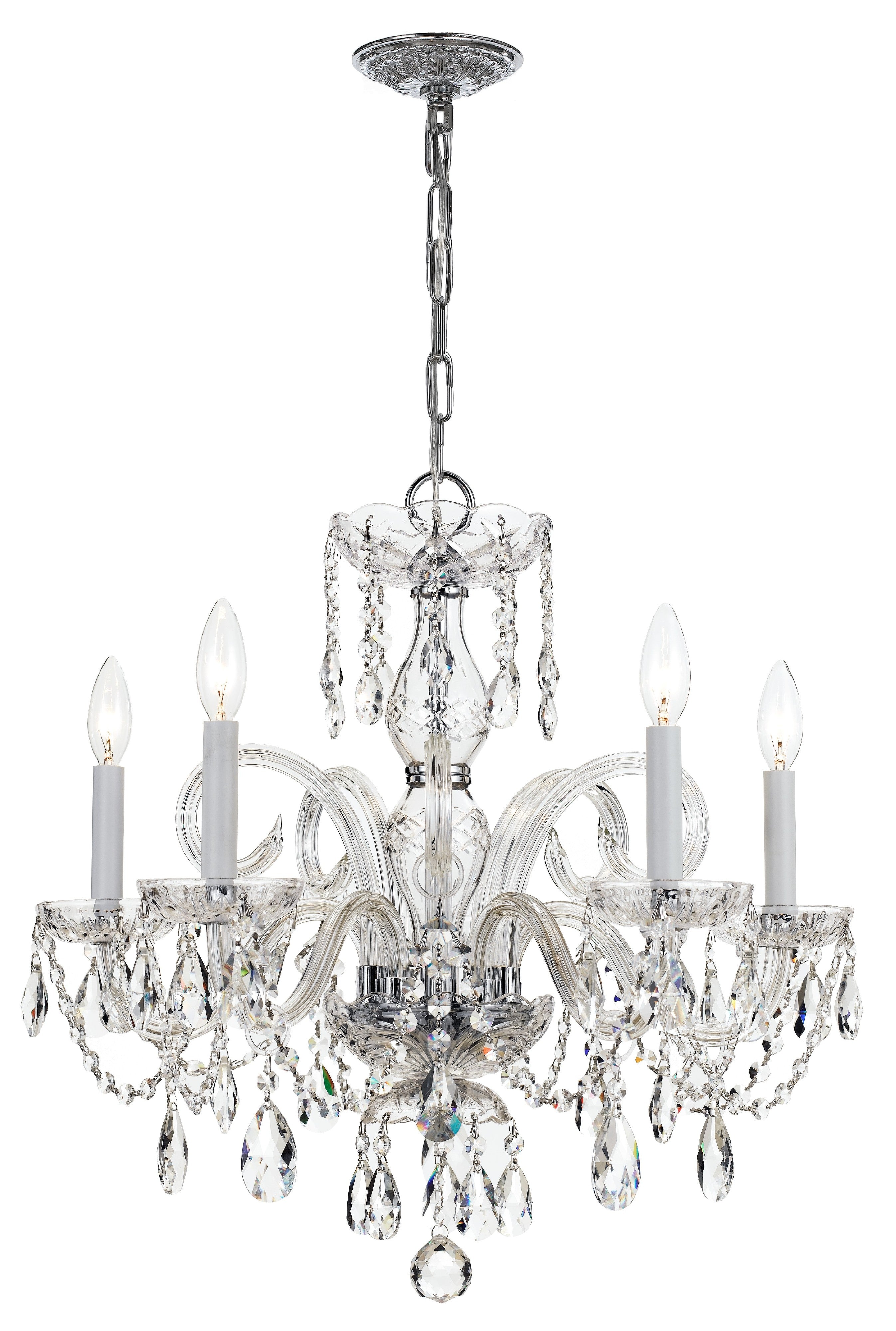 Traditional Crystal 22'' Swarovski Strass Crystal Polished Chrome Chandelier