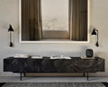 Graphic Tv Cupboard | Varnished Teak | Black | 1 Flip|Down Door | 2 Drawers