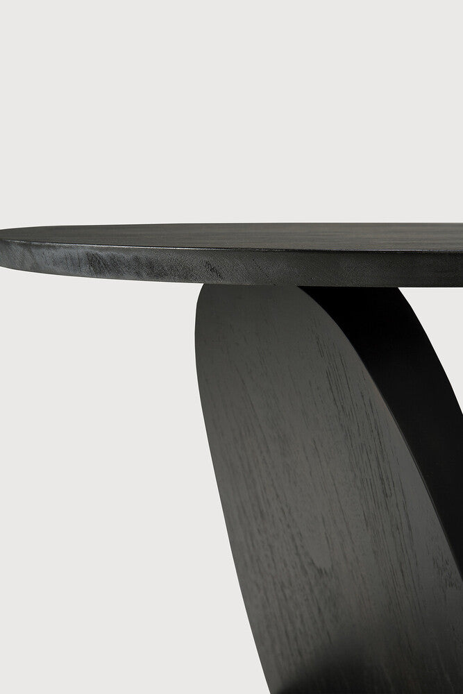 Oblic Side Table | Varnished Teak | Black | Round