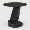 Oblic Side Table | Varnished Teak | Black | Round