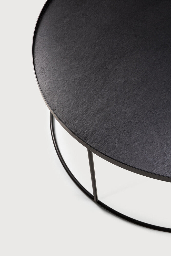 Tray Coffee Table | Varnished Wood | Black | Round | Xl | Tray Not Included