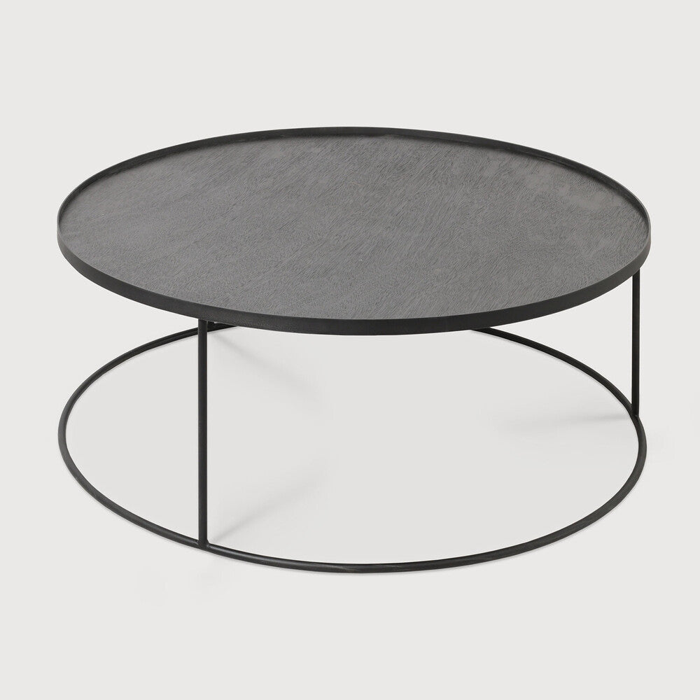 Tray Coffee Table | Varnished Wood | Black | Round | Xl | Tray Not Included