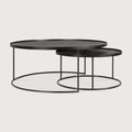 Tray Coffee Table Set | Varnished Wood | Black | Round | Xl | Trays Not Included