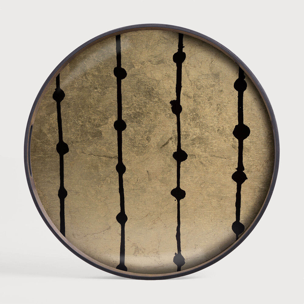 Gold Leaf Dots Tray | Glass | Round | S