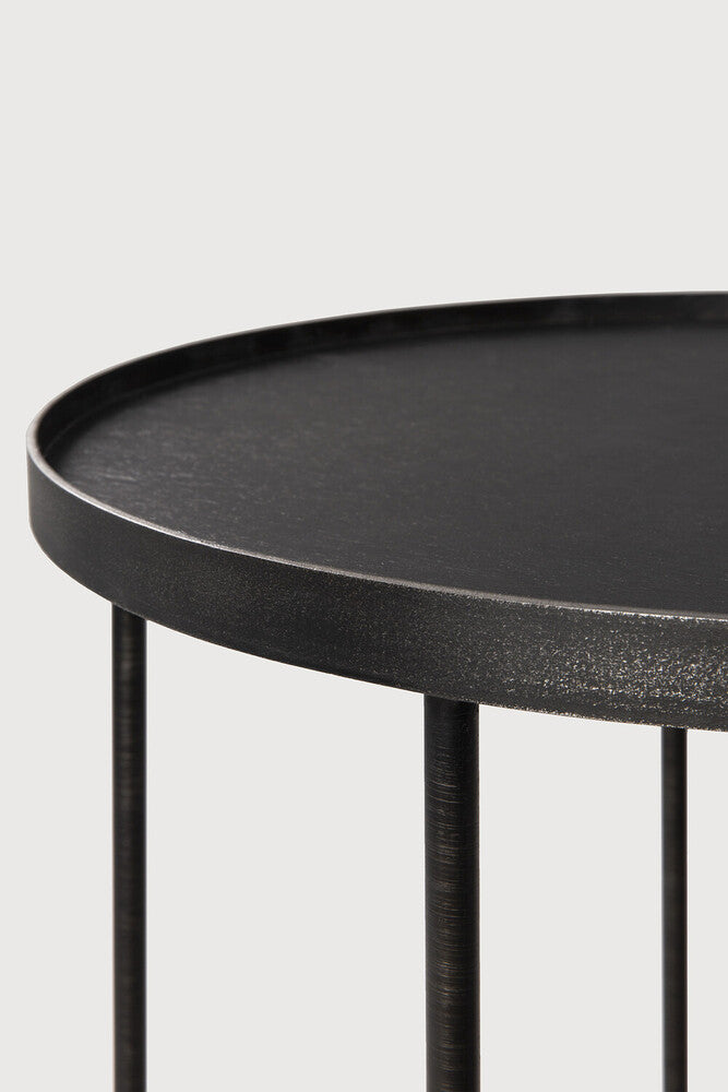 Tray Side Table | Varnished Wood | Black | Round | S | Tray Not Included